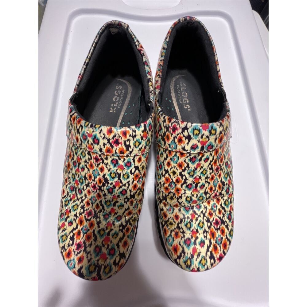 Klogs Footwear Womens Mission Clogs Multicolor Patent Leather Shoes Size 7M